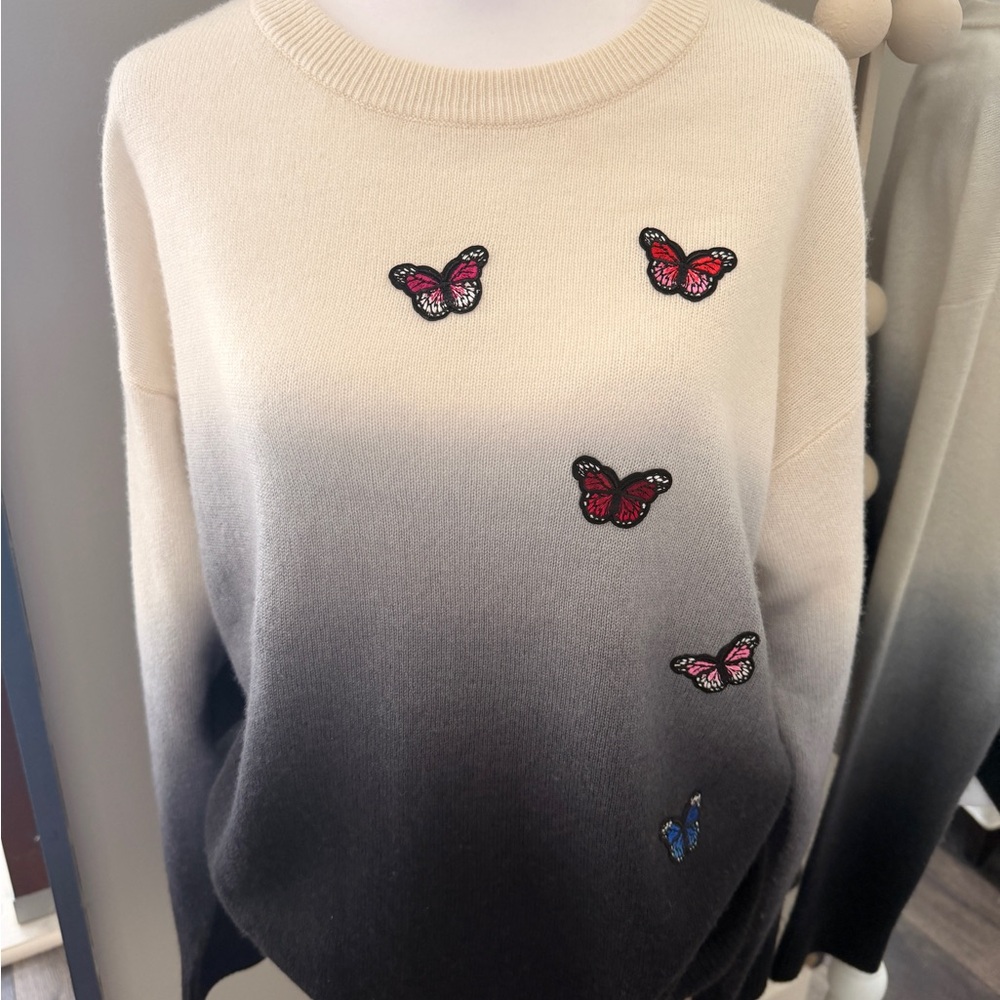 Alice + Olivia Butterfly Ombre Cashmere Sweater L $375